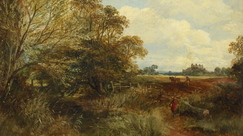 Ploughing, with a Figure Dressed in Red