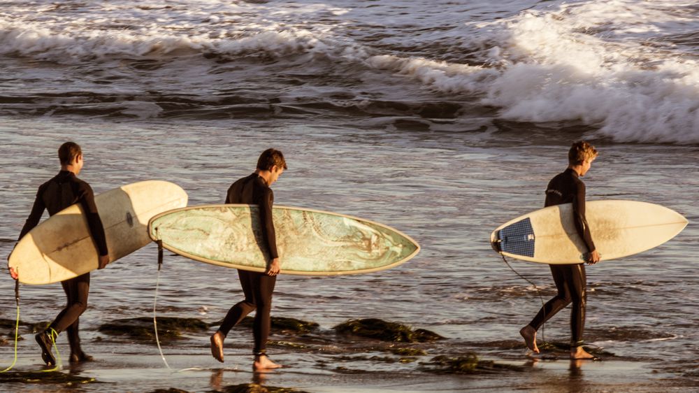 Three Surfers